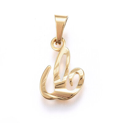 

304 Stainless Steel Pendants Alphabet Golden LetterC 15x10x1mm Hole 5x3mm