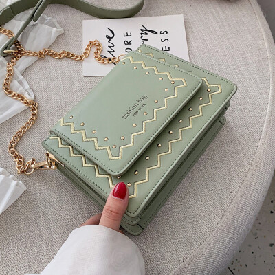 

Hit color womens bag new 2019 small fresh slant bag Korean version 100 lap fashion single shoulder chain small square bag