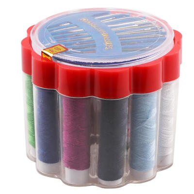 

Portable Home Travel Sewing Kits Box Needle Threads Scissors Buttons Tape