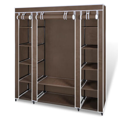 

Fabric Wardrobe with Compartments&Rods 177"x59"x69" Brown