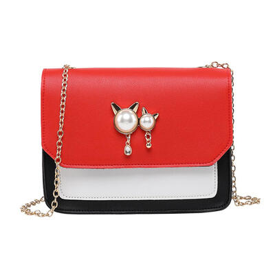 

Pearl Decor Flap Shoulder Handbags PU Leather Women Chain Crossbody Bags