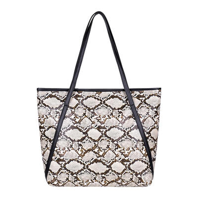 

Snake Print Shoulder Handbags Women Large Top-handle Bags PU Leather Totes