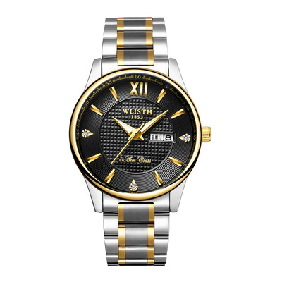 

Gold&silver two-tone steel belt mens business men&women luminous waterproof quartz couple watch custom