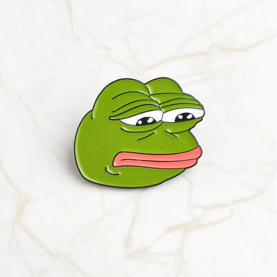 

Animal Sad Ugly Frog Green Enamel Lapel Pins Badges Pop Culture Brooch Jewelry