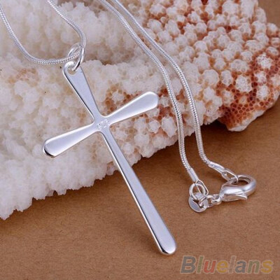 

Women Fashion Silver Plated Alloy Cross Pendant Charming Snake Chain Necklace