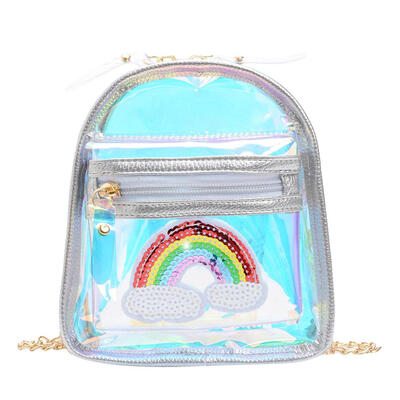 

Fashion Rainbow Pattern Laser Shoulder Handbags PVC Kid Clear Crossbody Bag
