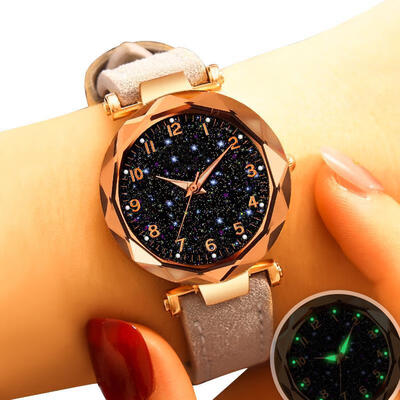 

Fashion Women Bracelet Watch Leather Band Starry Sky Watches Quartz Wristwatch Numeral Star Clock Reloj Mujer