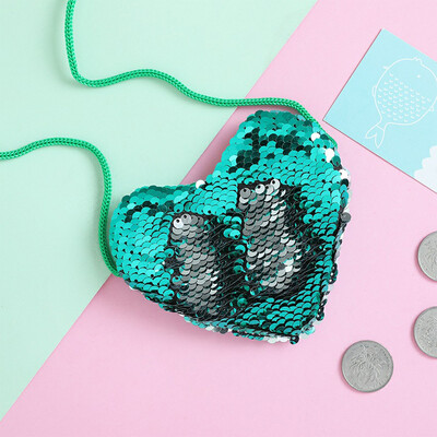 

Tailored Fashion Women Child Sequins Hearted-Shape Coin Purse Card Holder Crossbody Bag