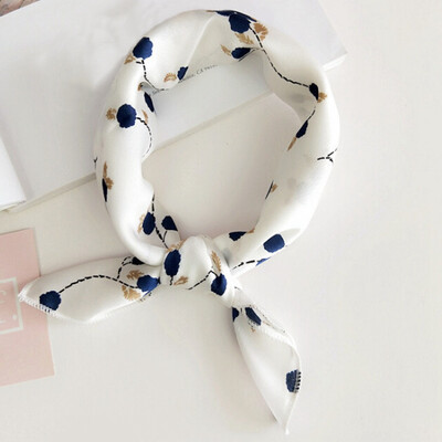 

Silk Scarf Women Spring Summer Retro Scarf Multicolor Head Scarf Stripe Design Print Kerchief