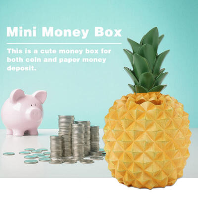

Greensen 1Pcs Cute Synthetic Resin Pineapple Shape Coin Bank Money Box Craft Gift