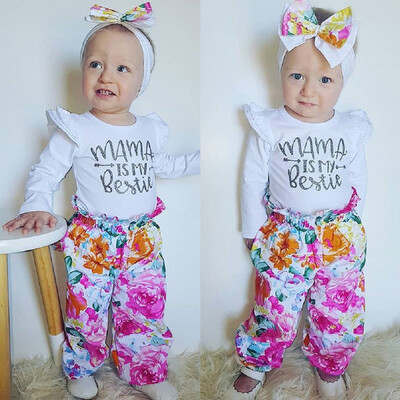 

Newborn Infant Baby Girls Letter Romper TopsFloral Pants Outfits Clothes Set