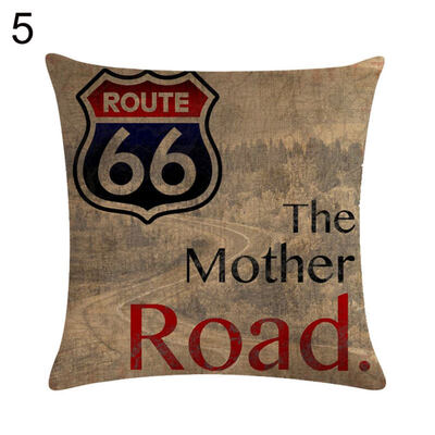 

Vintage Route 66 Linen Pillow Case Soft Cushion Cover Sofa Home Office Decor
