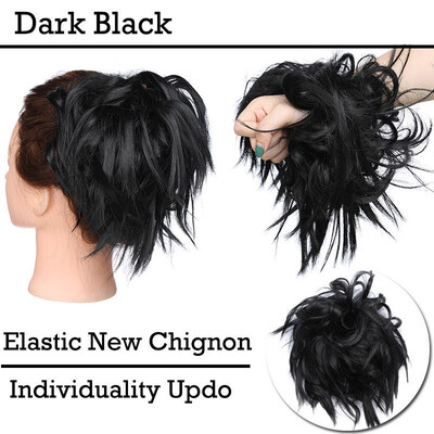 

Updo Messy Bun Hair Piece Scrunchies Synthetic Wavy Bun Extensions Band Elastic Scrunchie Chignon Ponytail Hairpiece for Women