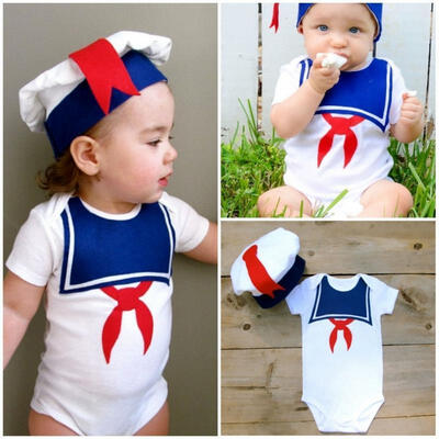 

2PCS Baby Boys Girls Bodysuit Romper Jumpsuit One-Piece Hat Sailor Suit Outfits