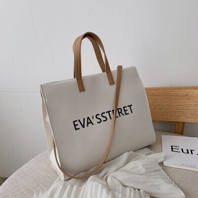 

2019 new Korean version fashion 100 womens simple three-dimensional canvas handbag shopping bag big bag