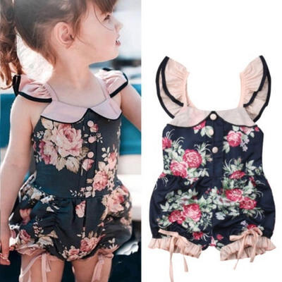 

Summer Toddler Kids Baby Girl Flower Ruffle Romper Bodysuit Jumpsuit Outfits Sunsuit