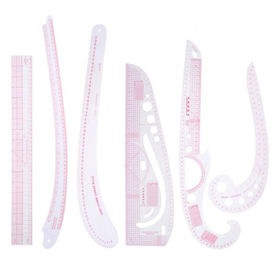

6pcs Multi-function Metric Curve Cutting Rulers Sleeve Clothing Yardstick
