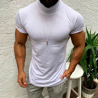

Mens Casual Short Sleeve Shirts Muscle Solid Slim Fit Tee Tops Blouse T-Shirt