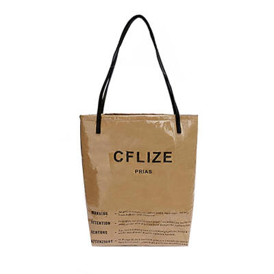 

PVC Shoulder Bag Casual Women Waterproof Kraft Large Shopping Totes Handbag