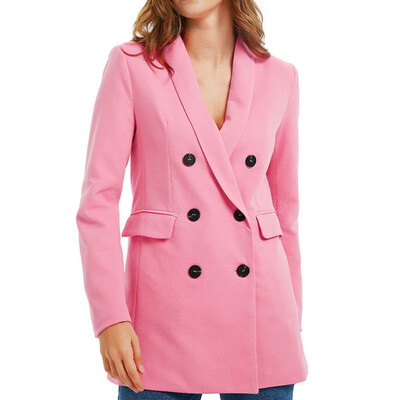 

Toponeto Women Fashion Long Sleeve Coat Elegant Double Breasted Pocket Blazer Jacket