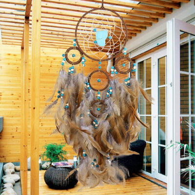 

Greensen Coffee Ring Big Pine Stone Beads Dream Catcher Home Crafts Wall Car Pendant Decoration