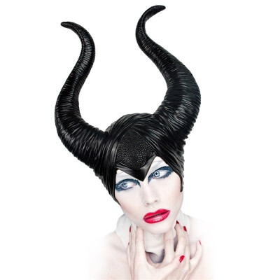 

Halloween Latex Maleficent Hat Horns Evil Queen Black Headgear Cosplay Headwear