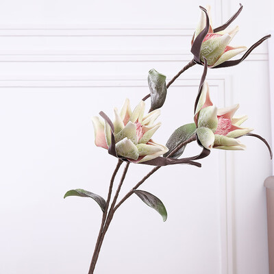 

Artificial Plants Life-like 3 Heads Lotus Flowers Home Room Wedding Party Decor