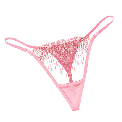 

Toponeto Embroidered Sexy Womens Underwear Hot Transparent Low-Waisted Hollow Thong