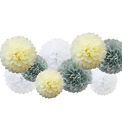 

Toponeto 9pcs Tissue Paper Pompoms Flower Balls Fluffy Christmas Wedding Party Decoration