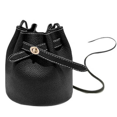 

Lichee Pattern Bucket Solid Color Drawstring Lock Shoulder Bag Crossbody Pouch