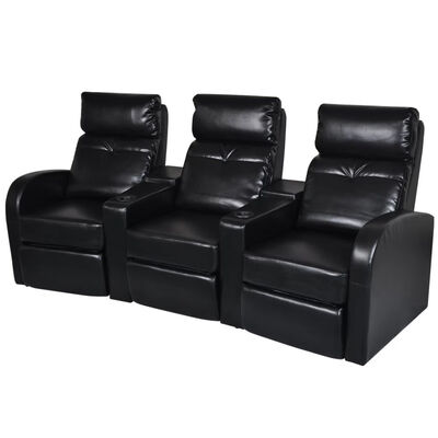 

Artificial Leather Home Cinema Recliner Reclining Sofa 3-seat Black