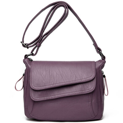 

Fashion Solid Color Soft Genuine Leather Womens Casual Shopping Crossbody Bag
