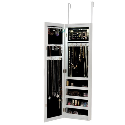 

Wall And Door Mirrored Jewelry Cabinet With LED Light