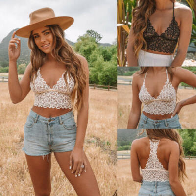 

Women See-Through Lace Bralette Bralet Bra Bustier Crop Top Cami Tank Tops