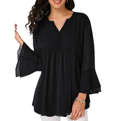 

Nomeni Women Summer Casual Chiffon V Neck Long Sleeve T-Shirt Tank Blouse Tops BKL