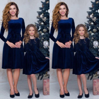 

Mommy&Me Family Matching Dress Mother Daughter Velet Sundress for Kid Women
