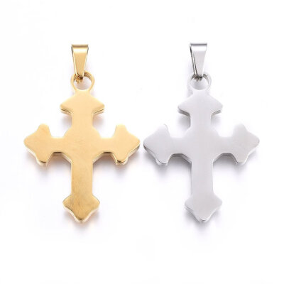 

304 Stainless Steel Pendants Cross Mixed Color 34x25x22mm Hole 8x4mm