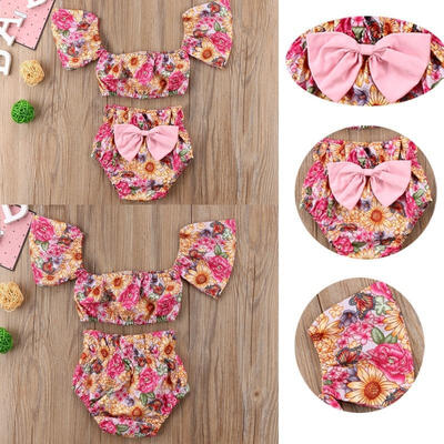 

Summer Toddler Baby Girl Clothes Floral Vest TopsShorts Pants Outfits 2Pcs