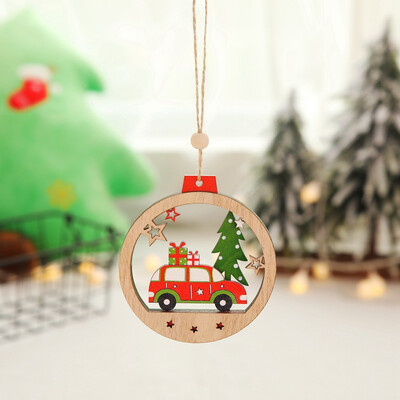 

Gobestart Christmas Tree Wooden Round Pendant Color Wooden Car Christmas Ornaments
