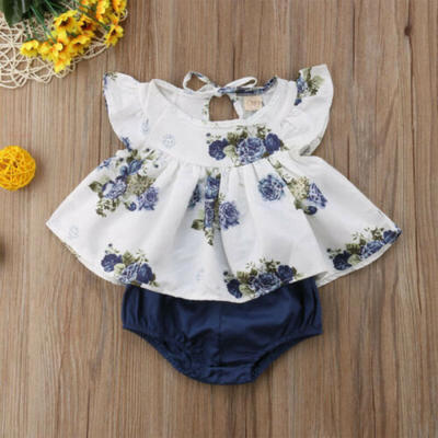 

US STOCK Newborn Baby Girls Floral Tops Dress Shorts Pants Clothes 2Pcs Outfits