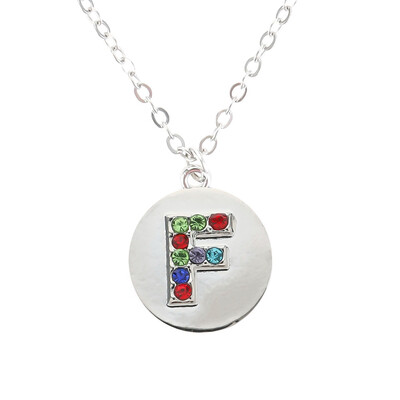 

Silver Alphabet Initial Letter A To Z Pendant Necklace Colorful Rhinestone Pendant Birthday Gifts Christmas Gifts For Women Girls