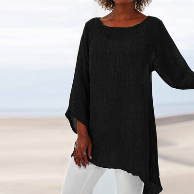 

Fashion Womens Casual Tops T-Shirt Summer Loose Fit Irregular Hem Blouse M3XL