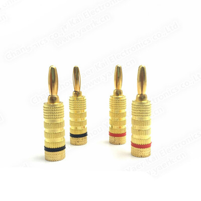 

〖Follure〗5Pairs 4mm 24K Gold Speaker Banana Plugs pure copper Audio Jack Connector