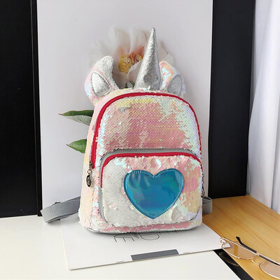 

Fashion Mini Unicorn Girl Cute Bags Personality Sequins Shoulder Bag Student Travel Backpack