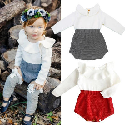 

Fashion Cute Newborn Baby Girls Wool Knitting Tops Romper Shorts Warm Outfits Set Clothes