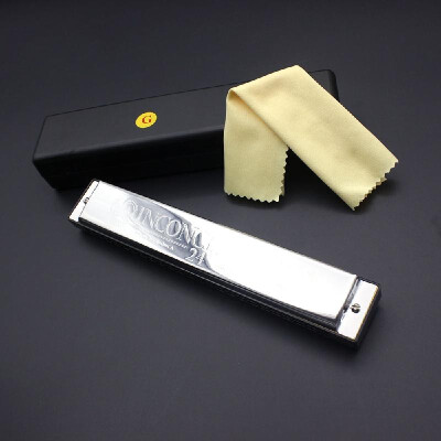 

Swan Tremolo Harmonica Mouth Organ Key of G 24 Double Holes with 48 Reeds Free Reed Wind Instrument with Case Cleaning Cloth