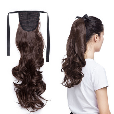 

One Piece Tie Up Ponytail Clip in Hair Extensions Hairpiece Binding Pony Tail Extension for Girl Lady Woman