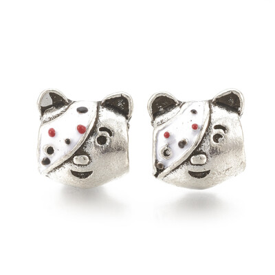 

Alloy European Beads Large Hole Beads with Enamel Cat Antique Silver Colorful 115x11x10mm Hole 45mm