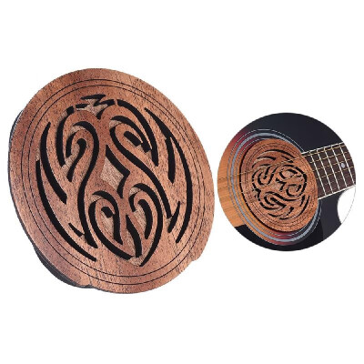 

Guitar Wooden Soundhole Sound Hole Cover Block Feedback Buffer Mahogany Wood for EQ Acoustic Folk Guitars