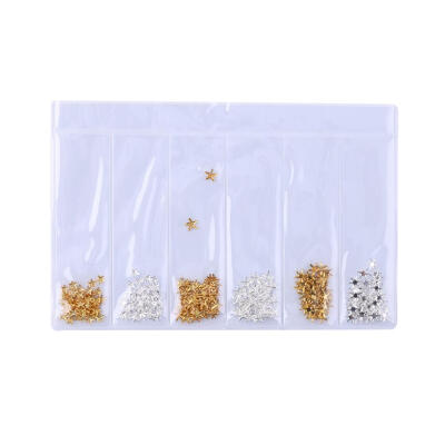 

500pcspack 6 Grids Sea Star Gold Silver Manicure DIY Nail Art Decoration